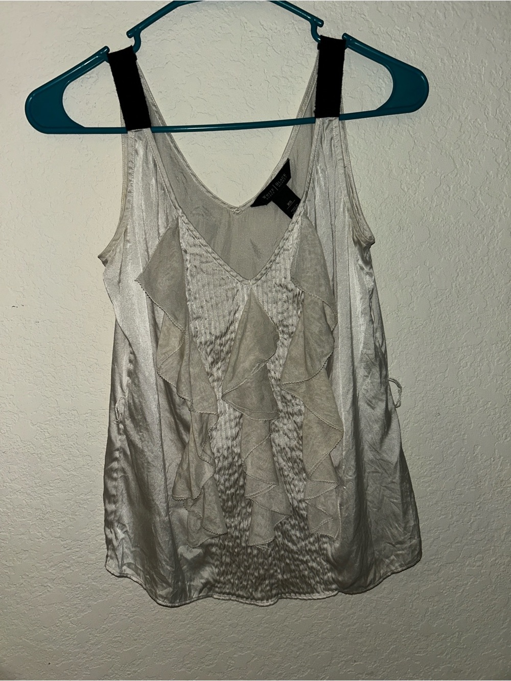 Silver Ruffle Silk Front Tank Top -  Express